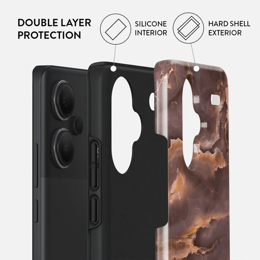 Fire Wood - Brown Marble Xiaomi Redmi Note 13 Pro+ 5G Case 2
