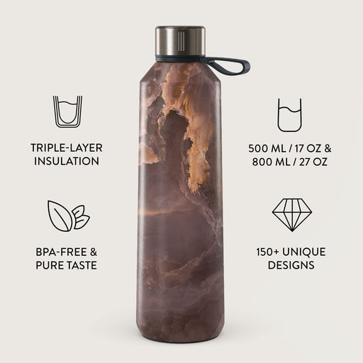 Fire Wood - Brown Marble Water Bottle 3