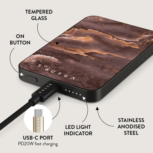 Fire Wood - Brown Marble Magnetic Power Bank 5
