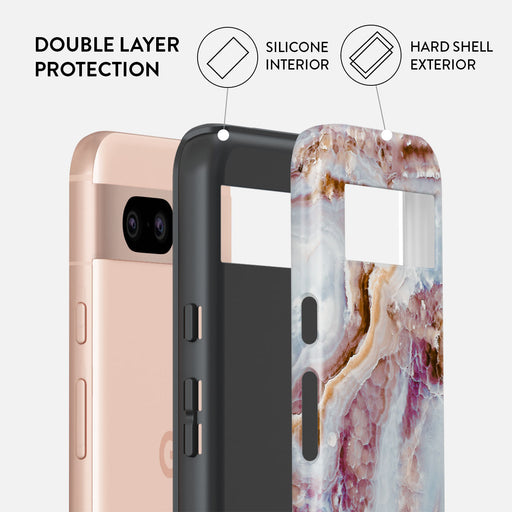 Frozen Leaves - Cute Marble Google Pixel 8a Case 2