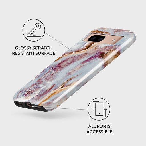 Frozen Leaves - Cute Marble Google Pixel 8a Case 3