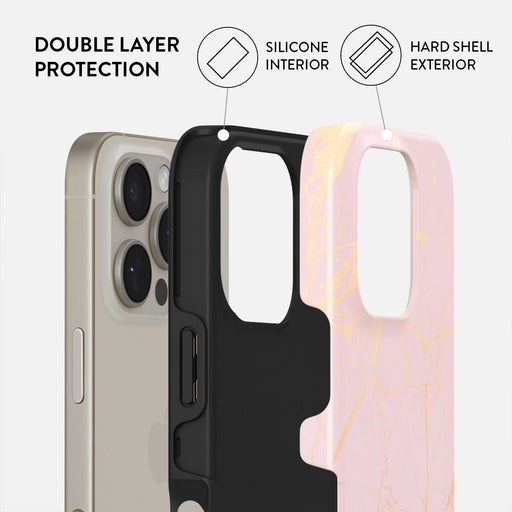 Peachy Gold - Pink Marble iPhone 16 Pro Case 2