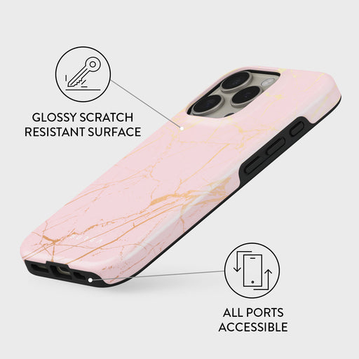 Peachy Gold - Pink Marble iPhone 16 Pro Case 3