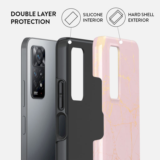 Peachy Gold - Pink Marble Xiaomi Redmi Note 11 Pro+ Case 2