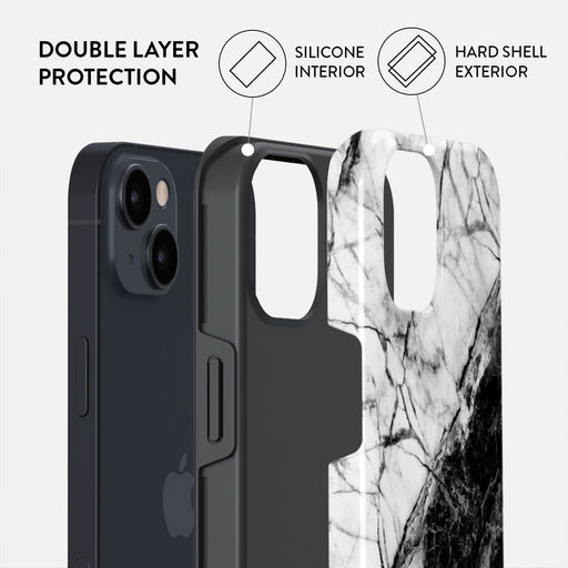 Fatal Contradiction - Black & White Marble iPhone 15 Case 6