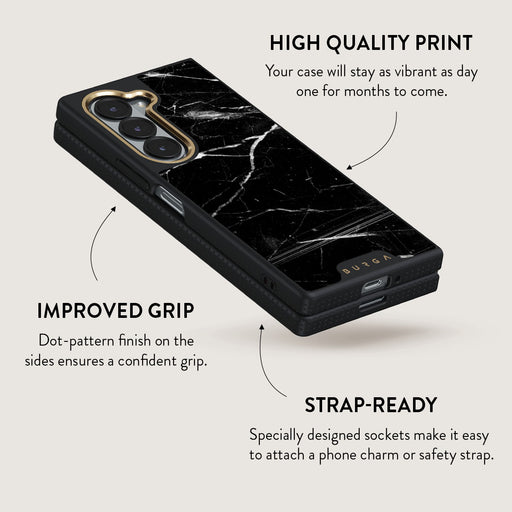 Noir Origin - Black Marble Samsung Galaxy Z Fold 6 Case 5