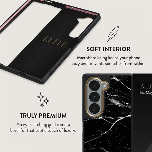 Noir Origin - Black Marble Samsung Galaxy Z Fold 6 Case 6
