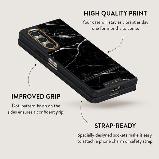 Noir Origin - Black Marble Samsung Galaxy Z Fold 5 Case 5
