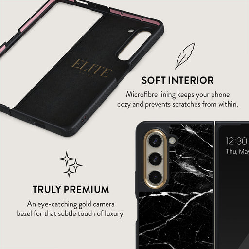 Noir Origin - Black Marble Samsung Galaxy Z Fold 5 Case 6