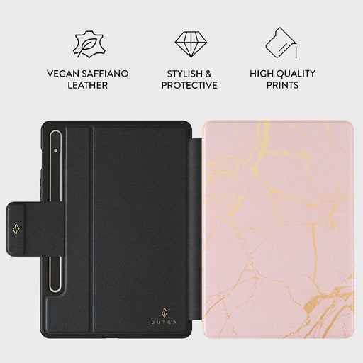 Peachy Gold - Pink Marble Samsung Galaxy Tab S9+ Case 2