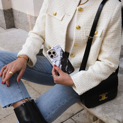 Fatal Contradiction - Black & White Marble iPhone 15 Case 24