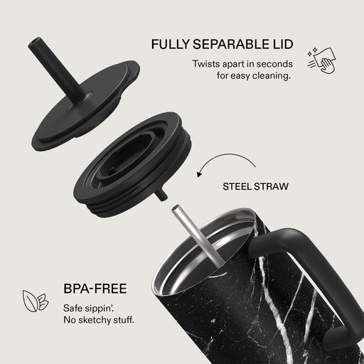 Noir Origin - Black Marble All Day Leakproof Tumbler 6