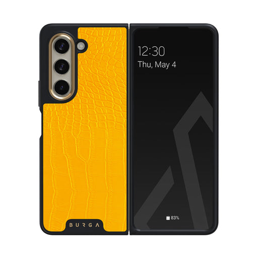 Canary Yellow - Snake Skin Samsung Galaxy Z Fold 5 Case 1