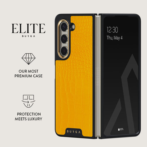 Canary Yellow - Snake Skin Samsung Galaxy Z Fold 5 Case 2
