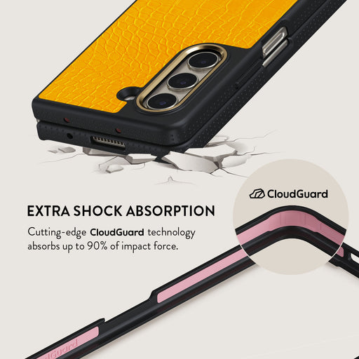 Canary Yellow - Snake Skin Samsung Galaxy Z Fold 5 Case 3