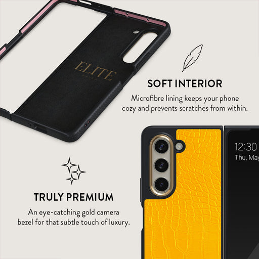 Canary Yellow - Snake Skin Samsung Galaxy Z Fold 5 Case 6