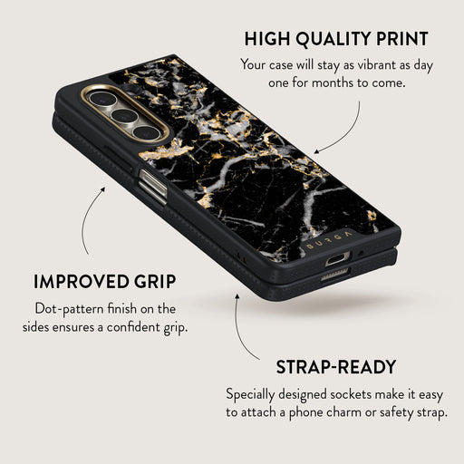 Make A Wish - Gold Marble Samsung Galaxy Z Fold 5 Case 5