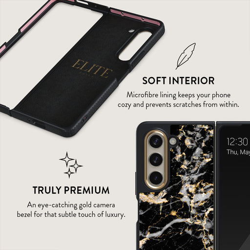 Make A Wish - Gold Marble Samsung Galaxy Z Fold 5 Case 6