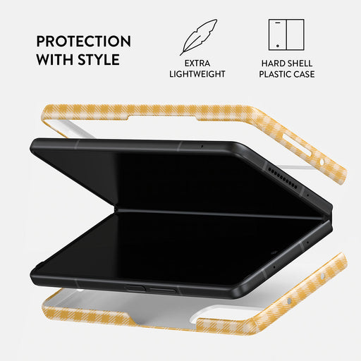 Tuscan Sun - Yellow Plaid Samsung Galaxy Z Fold 3 Case 2