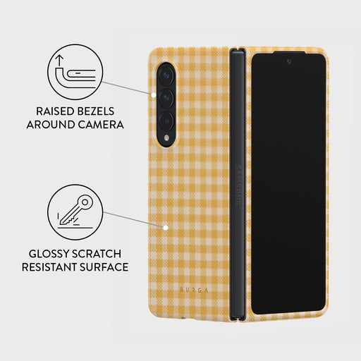 Tuscan Sun - Yellow Plaid Samsung Galaxy Z Fold 3 Case 3