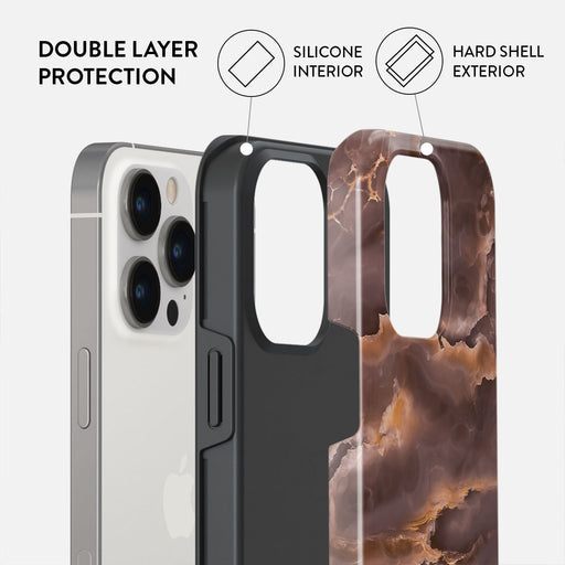 Fire Wood - Brown Marble iPhone 14 Pro Case 6