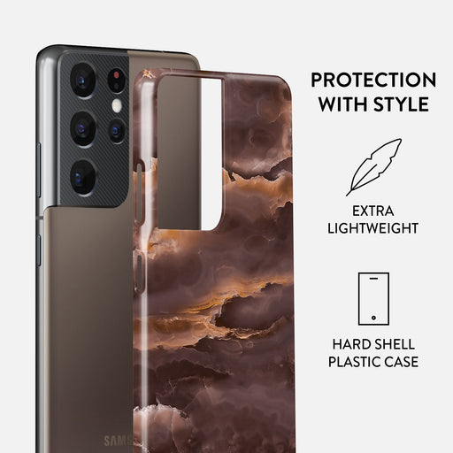Fire Wood - Brown Marble Samsung Galaxy S21 Ultra Case 2