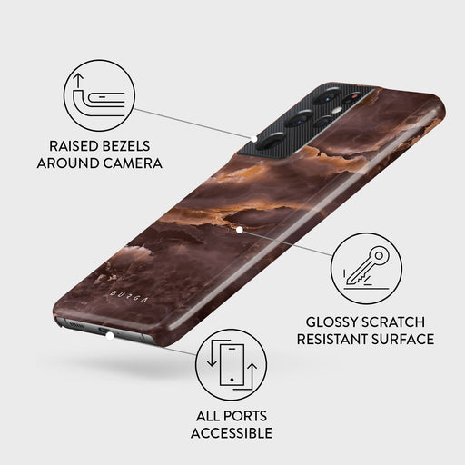 Fire Wood - Brown Marble Samsung Galaxy S21 Ultra Case 3