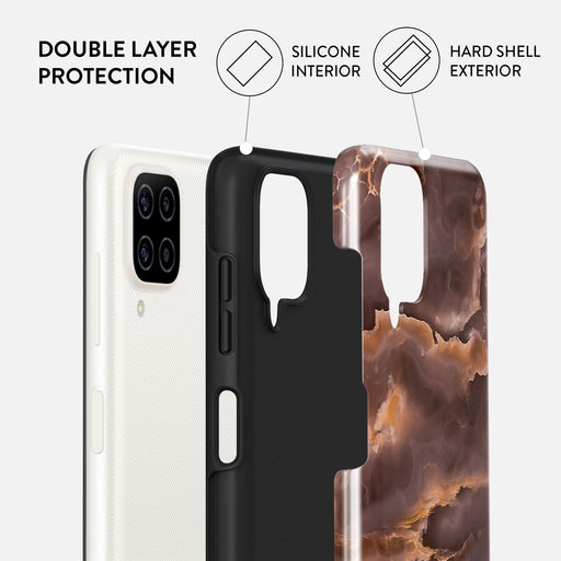 Fire Wood - Brown Marble Samsung Galaxy A12 4G Case 6
