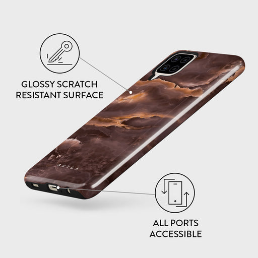 Fire Wood - Brown Marble Samsung Galaxy A12 4G Case 7