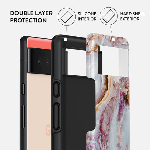 Frozen Leaves - Cute Marble Google Pixel 6a Case 2