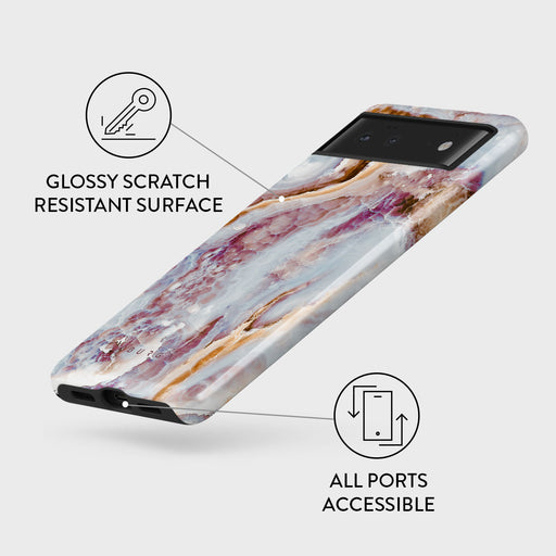 Frozen Leaves - Cute Marble Google Pixel 6a Case 3