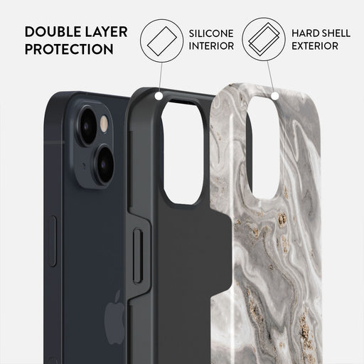 Snowstorm - Grey Marble iPhone 14 Case 6