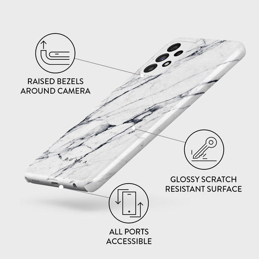 Satin White - Marble Samsung Galaxy A72 4G / 5G Case 3