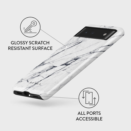 Satin White - Marble Google Pixel 6 Case 3
