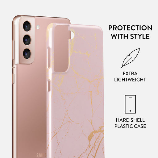Peachy Gold - Pink Marble Samsung Galaxy S21 Plus Case 2