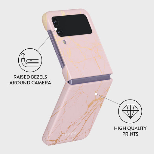 Peachy Gold - Pink Marble Samsung Galaxy Z Flip 4 Case 3
