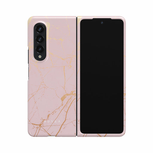 Peachy Gold - Pink Marble Samsung Galaxy Z Fold 3 Case 1