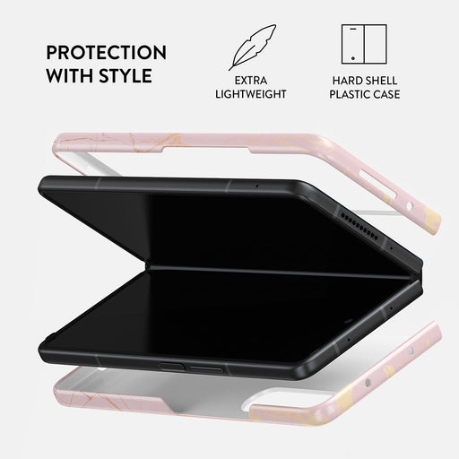 Peachy Gold - Pink Marble Samsung Galaxy Z Fold 3 Case 2