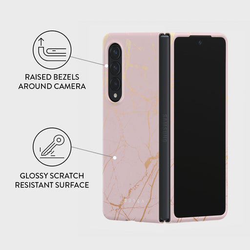 Peachy Gold - Pink Marble Samsung Galaxy Z Fold 3 Case 3