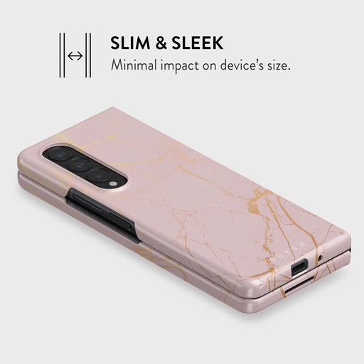 Peachy Gold - Pink Marble Samsung Galaxy Z Fold 3 Case 4