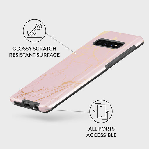 Peachy Gold - Pink Marble Samsung Galaxy S10 4G Case 7
