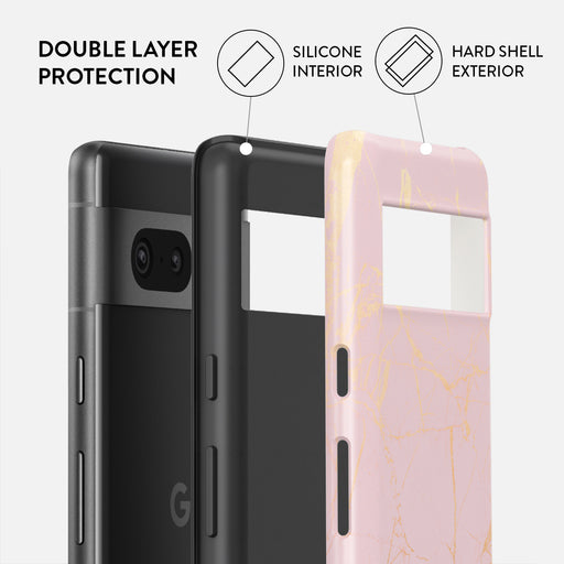 Peachy Gold - Pink Marble Google Pixel 7a Case 2