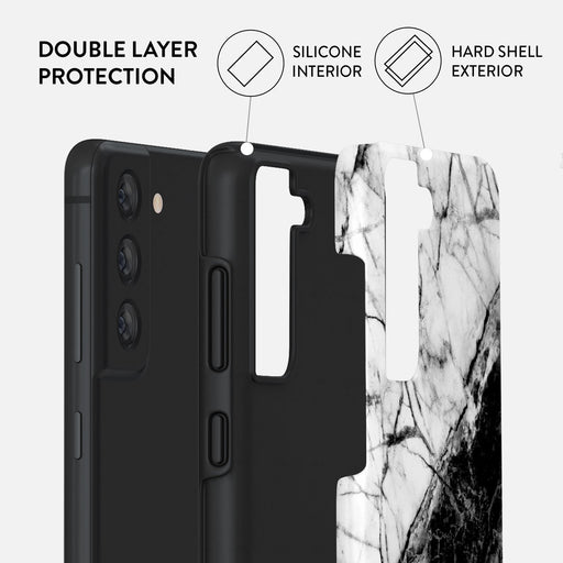 Fatal Contradiction - Black & White Marble Samsung Galaxy S21 FE Case 2